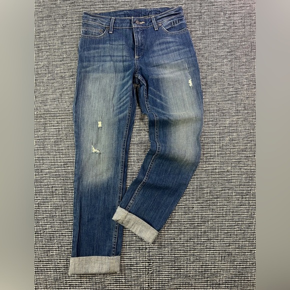 Harley-Davidson Women's Blue Jeans Size 24 Medium Wash Cuffed Denim Pants Biker - Picture 2 of 10